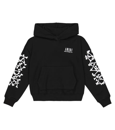 Amiri Kids Bones Printed Hooded Cotton Sweatshirt (6-12 Years) In Black