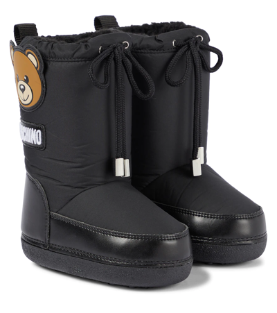 Moschino Kids' Shearling-lined Snow Boots In Black