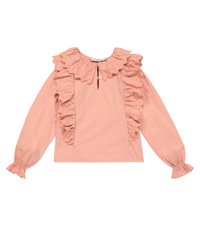 The New Society Kids' Manon Embroidered Cotton Blouse In Petal