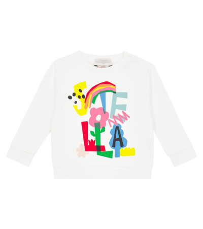 Stella Mccartney White Sweatshirt For Baby Girl With Logo In Avorio