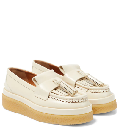 Chloé Jamie Platform Leather Loafers In Eggshell