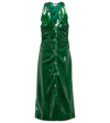 Ganni Sequined Button-front Collared Midi Dress In Kelly Green