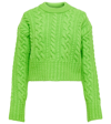 Ami Alexandre Mattiussi Cable-knit Virgin Wool Sweater In Green