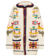 Etro Oversized Jacquard-knit Wool-blend Cardigan In Bianco