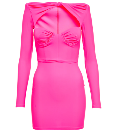 Alex Perry Barett Twist-detail Minidress In Fluro Pink
