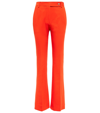 Victoria Beckham Trompette Regular-fit Straight-leg High-rise Stretch-woven Trousers In Red