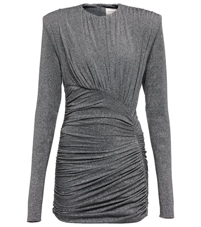 Alexandre Vauthier Draped Metallic-thread Dress In Grey