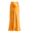 Vince Flared Mid-rise Crushed Satin Slip Midi Skirt In Gold Sap