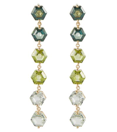 Suzanne Kalan Lilou 14kt Yellow Gold Drop Earrings With Topaz, Peridot And Amethyst