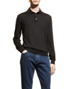 Zegna Men's Cashmere-silk Polo Shirt In Blk Sld