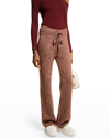 Monrow Marled Wide-leg Lounge Pants In Pomegranate