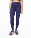 TEREZ HEATHERED NAVY TLC LEGGINGS