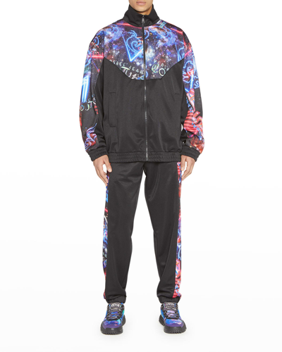 Versace Jeans Couture Logo Digital-print Bomber Jacket In Multicolor Scuro