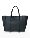 Callista East-west Grained Leather Tote Bag In Charcoal