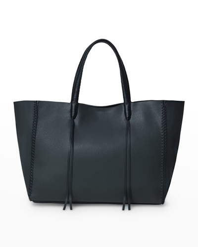 Callista East-west Grained Leather Tote Bag In Black