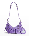 Balenciaga Cagole Xs Studded Leather Shoulder Bag In Purple