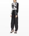 Loewe Balloon Pleated Leather Tapered Pants In Black