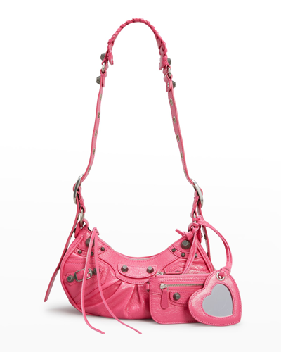 Balenciaga Le Cagole Xs Leather Shoulder Bag In Hot Pink