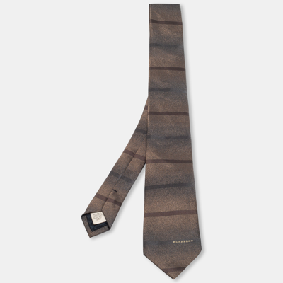 Pre-owned Burberry Brown Striped Silk Tie