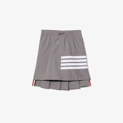 Thom Browne Kids' Grey 4-bar Pleated Ripstop Skirt