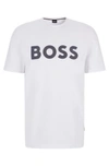Hugo Boss Flock-print Logo T-shirt In Cotton Jersey In White