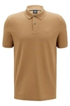 Hugo Boss Organic-cotton Polo Shirt With Embroidered Logo In Beige
