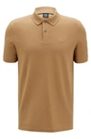 Hugo Boss Pallas Cotton Polo Shirt With Embroidered Logo In Beige