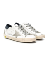 Golden Goose May Leather And Glitter Upper Suede Star Glitter Heel Include Stesso Codice Gyf In White