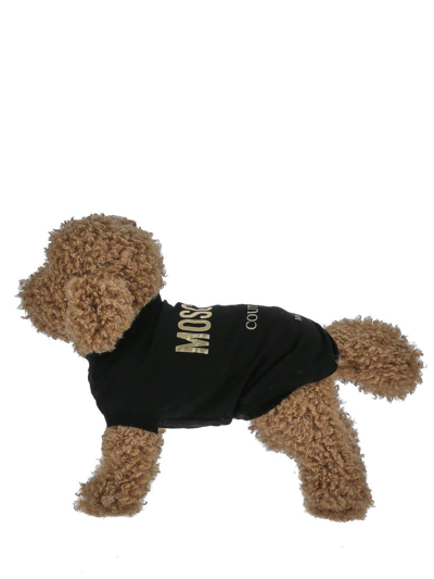 Moschino Logo Printed Jersey Dog T-shirt In Black