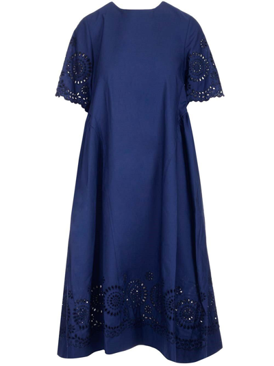 P.a.r.o.s.h Bow Detailed Midi Dress In Blue