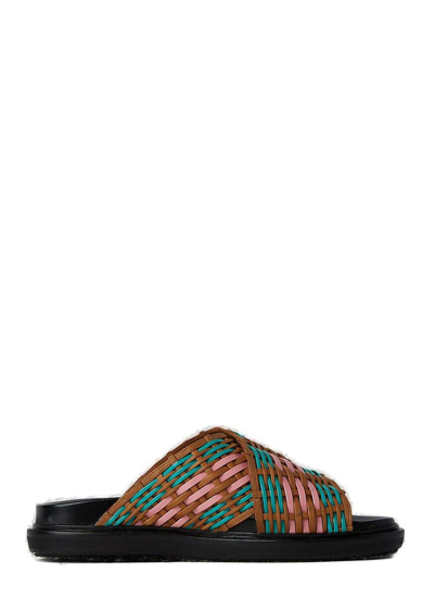 Marni Criss-cross Interwoven Slides In Multi