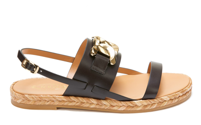 Tod's Chain-embellished Flat Sandals In Brown