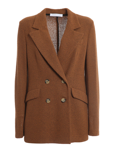 Harris Wharf London Brown Frisé Double-breasted Blazer