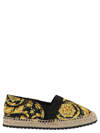 Versace Girl's Greca Barocco Flat Espadrilles In Black/yellow