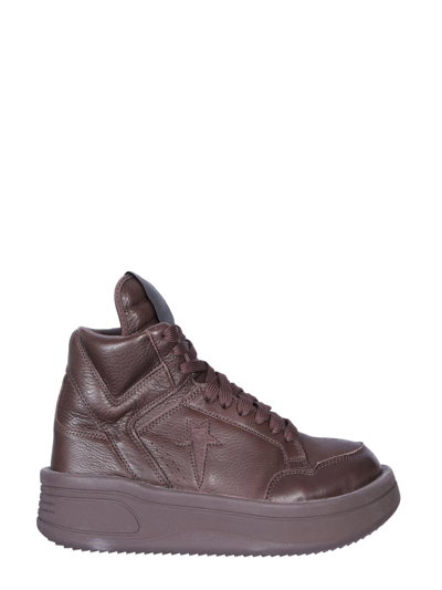 Drkshdw Converse X Darkshdw Mans Brown Leather High Top Turboxpn Sneakers In Red