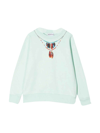 Marcelo Burlon County Of Milan Feather Necklace-print Sweatshirt In Green