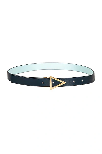 Bottega Veneta Reversible Triangle Leather Belt In Deep Blue  Pale Blue  & Gold