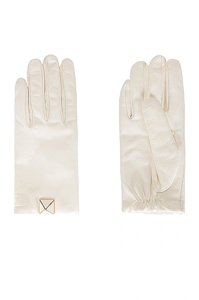 Valentino Garavani Roman Stud Gloves In Ivory