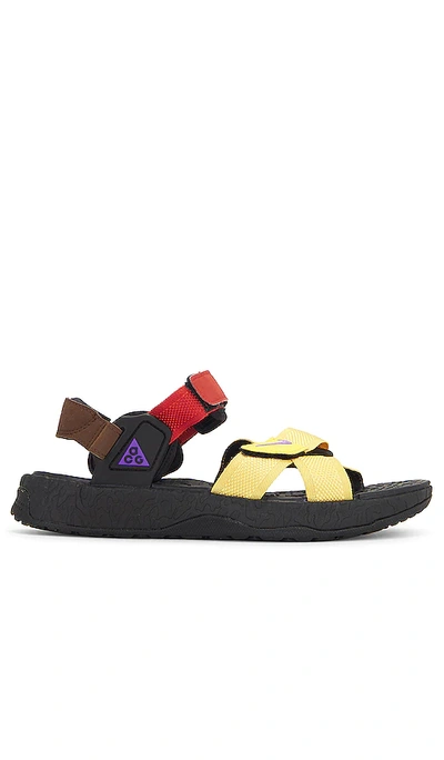 Nike Acg Air Deschutz Suede And Webbing-trimmed Rubber Sandals In Multicolor