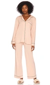 Eberjey Gisele Classic Pyjama Set Set In Rose Cloud & Navy