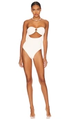 Weworewhat O-ring Textured Strapless One-piece Swimsuit In Off White