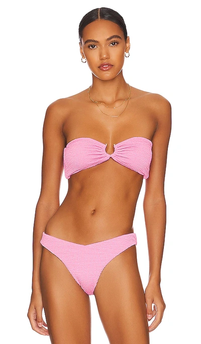 Weworewhat U Ring Bandeau Bikini Top In Bubble Pink