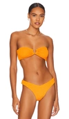 Weworewhat U-ring Textured Bandeau Bikini Top In Carrot