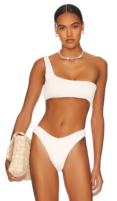 Weworewhat One Shoulder Bikini Top In White