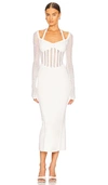 Dion Lee White Column Corset Midi Dress In Ivory