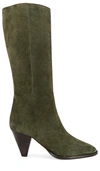 Isabel Marant Women's Rouxy Suede Pointed Toe Boots In Khaki