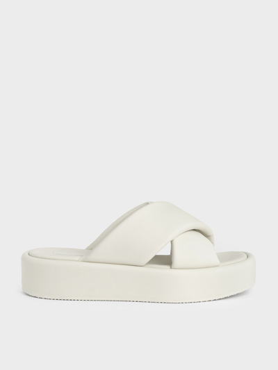 Charles & Keith Crossover Platform Sandals In Chalk