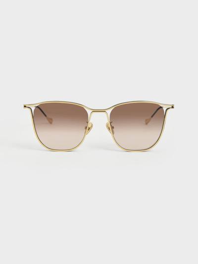 Charles & Keith Two-tone Wire Frame Butterfly Sunglasses In Gold