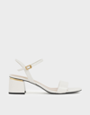 Charles & Keith Open Toe Ankle Strap Block Heel Sandals In Chalk