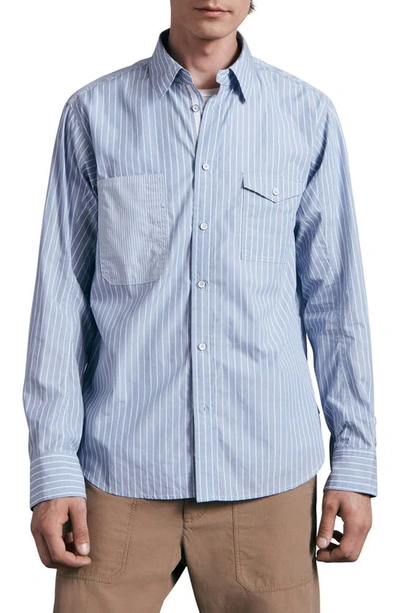 Rag & Bone Workwear Stripe Organic Cotton Button-up Shirt In Blue Stripe